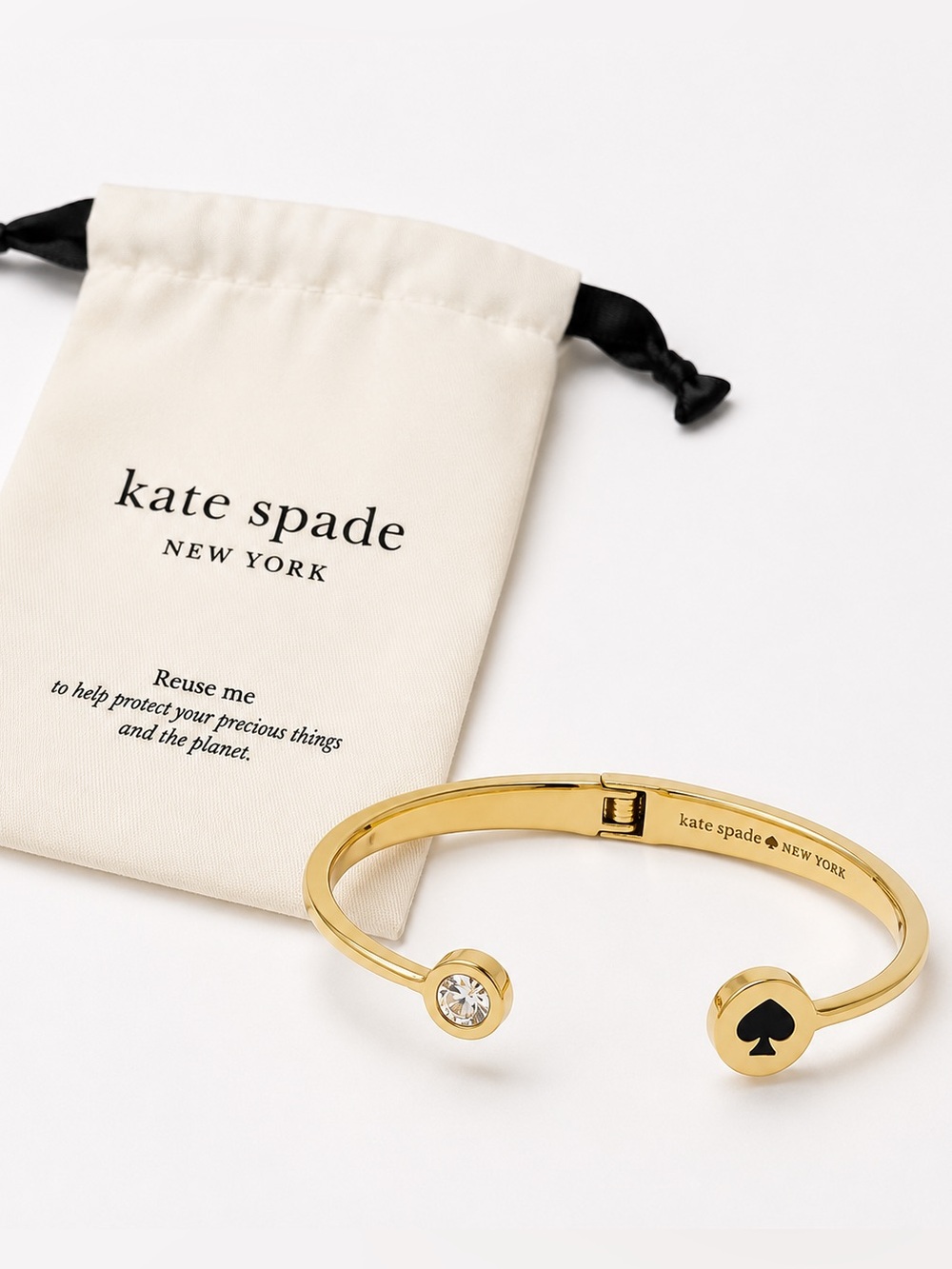 kate spade Gold Crystal & Spade Open Cuff Bracelet 🖤✨